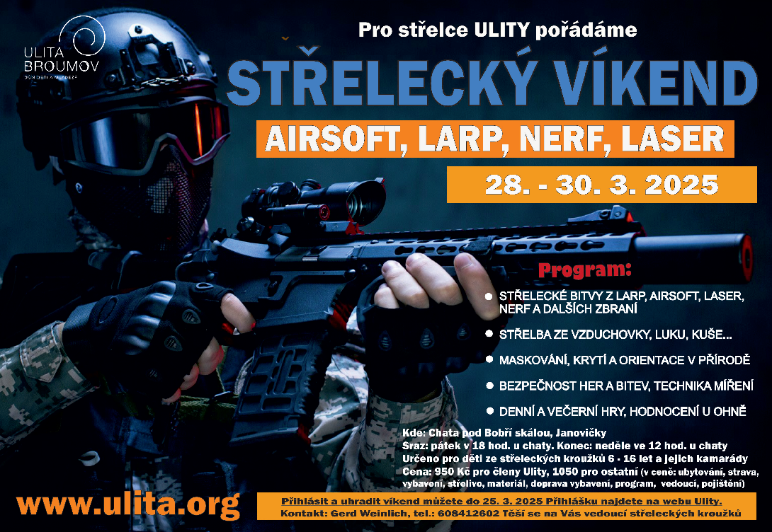 Střelecký víkend – AIRSOFT, LARP, NERF, LASER